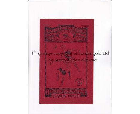 ARSENAL V LEEDS UNITED 1929       Programme for the League match at Arsenal 31/8/1929, slight vertical crease.     Generally 