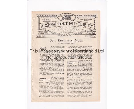 ARSENAL       Programme for the home London Combination League match v QPR 13/4/1925, ex-binder.     Generally good