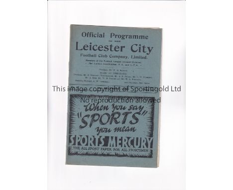 LEICESTER CITY V HULL CITY 1935       Programme and single sheet Portrait Gallery insert for the League match at Leicester 7/