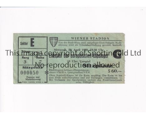 1970 ECWC FINAL / MANCHESTER CITY V GORNIK ZABRZE      Ticket for the match in Vienna 29/4/1970.     Good