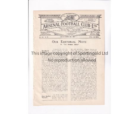 AMATEURS V PROFESSIONALS 1925 AT ARSENAL      Programme for the home F.A. Benevolent Fund match at Highbury 30/3/1925, ex-bin