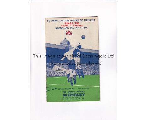 1950 FA CUP FINAL      Programme for Arsenal v Liverpool, slight vertical crease and rusty staples.     Generally good