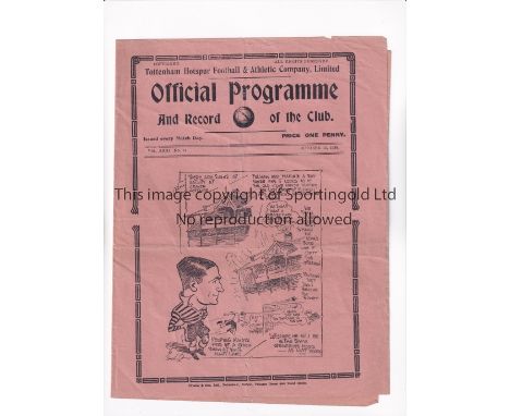 TOTTENHAM HOTSPUR        Programme for the home League match v Fulham 15/10/1938, slightly creased.     Generally good