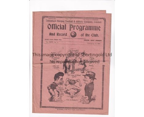 TOTTENHAM HOTSPUR        Programme for the home FA Cup tie v West Ham United 27/1/1934, folded.     Generally good