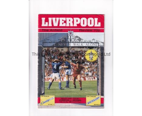 ANFIELD 89 / LIVERPOOL V ARSENAL  Programme for title decider at Liverpool 26/5/1989,  vertical crease.     Fair to generally