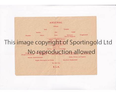 COMBINED SERVICES XI  (B.L.A.)  V ARSENAL 1945     Programme for the match in Dusseldorf 12/8/1945, slightly creased.        