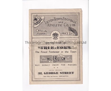 LUTON TOWN V COVENTRY CITY F.A. CUP      Programme for the tie at Luton 24/1/1948, horizontal fold and staple removed.       