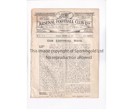 ARSENAL       Programme for the home League match v Everton 11/11/1922 ex-binder.    Generally good