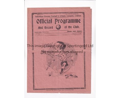TOTTENHAM HOTSPUR        Programme for the home FA Cup tie v New Brighton 26/1/1938, horizontal fold.     Generally good