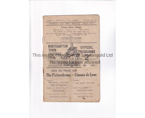 NORTHAMPTON TOWN V PRESTON NORTH END 1947 FA CUP     Programme for the tie at the County Ground 11/1/47, folded and slightly 