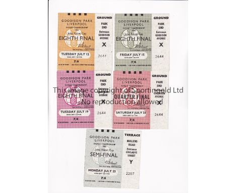 1966 WORLD CUP Season ticket wallet and all 5 tickets at Everton / Goodison Park: 12/7 Brazil v Bulgaria, 15/7 Hungary v Braz