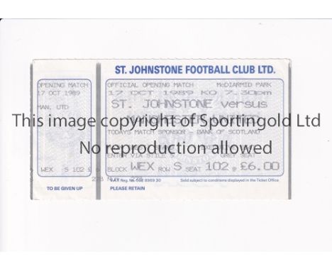 ST. JOHNSTONE V MANCHESTER UNITED 1989     Unused ticket for the friendly at Perth on 17/10/89.   Good