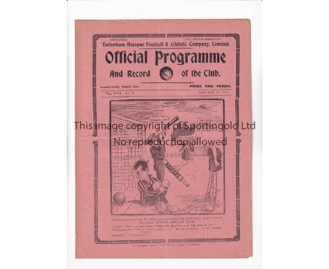 TOTTENHAM HOTSPUR        Programme for the home FA Cup tie v Bolton Wanderers 31/1/1925, slightly creased.     Generally good