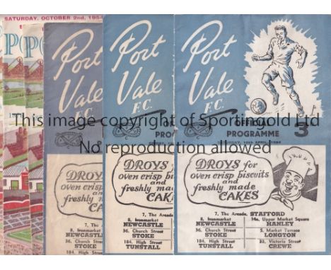 PORT VALE     Six home programmes v Stockport County, team changes 10/4/54, Southport 16/4/54, Gateshead 23/1/54, Notts Count