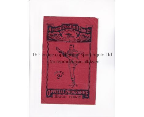 NEUTRAL AT ARSENAL 1939 / WEST HAM UNITED V TOTTENHAM HOTSPUR FA CUP     Programme for the 2nd Replay at Highbury 2/2/1939, s