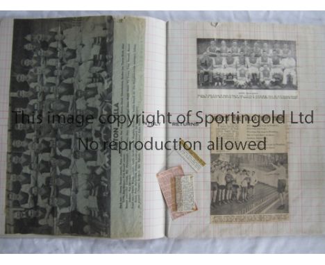 ASTON VILLA SCRAPBOOK 1956/7      Large ledger with 10 pages of newspaper cuttings relating to Villa and Ray Hogg plus his 19