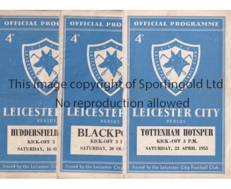 LEICESTER CITY     Twelve home programmes for season 1954/5 v Tottenham, Blackpool, Huddersfield, Sheff. Utd., WBA, Portsmout