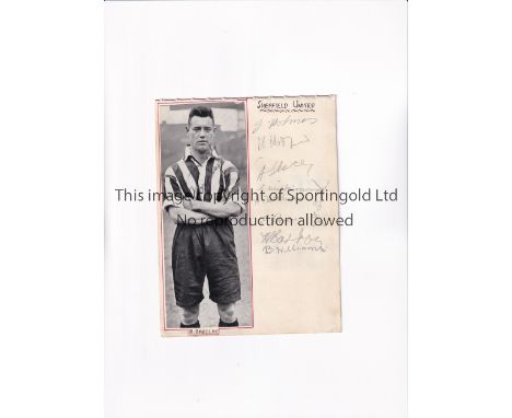 SHEFFIELD UNITED 1935/6 AUTOGRAPHS      An album sheet signed by 8 players including Holmes, Hooper, Stacey, Wilkinson, McPhe