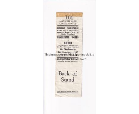 MANCHESTER UNITED / TICKET Ticket for the European Cup Quarter-Final v Athletic Bilbao played at Maine Road, Manchester City 
