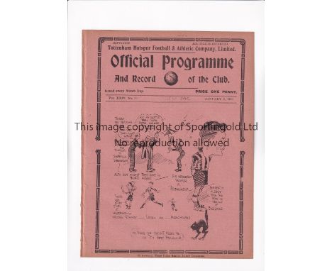 TOTTENHAM HOTSPUR        Programme for the home FA Cup tie v Sheffield Wednesday 9/1/1932, ex-binder.     Generally good