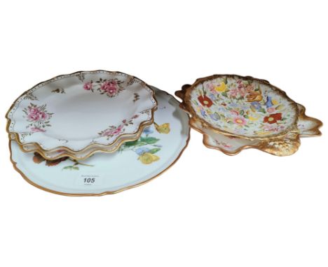 LIMOGE PLATTER, HAMMERSLEY BOWL AND 2 ROYAL CROWN DERBY BOWLS