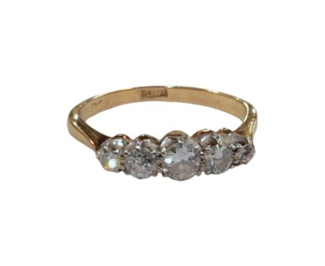 18 CARAT GOLD &amp; 5 STONE DIAMOND RING