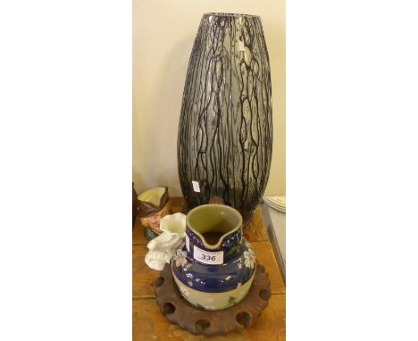 A mixed lot comprising Royal Doulton character jug 'Robin Hood', small Royal Worcester Cornucopia vase, further stoneware jug