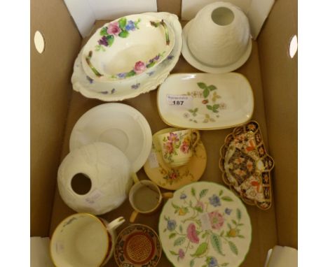 A mixed lot of various ceramics to include Worcester Blush ivory miniature cup and saucer, further similar tyg, small Royal C