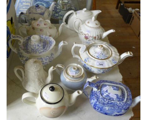 A collection of teapots to include examples by Wileman, Royal Copenhagen, Copeland Spode, John Yates, Wedgwood and others (10