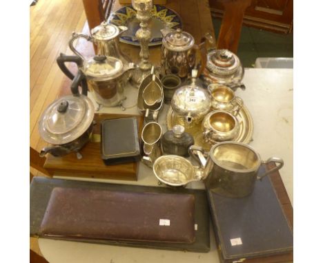 A large collection of silver-plated items to include a range of various teawares, hip flask, cutlery and other assorted items