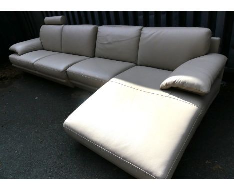 A superior quality Italian made Natuzzi grey leather corner sofa, from The Plaza Range.