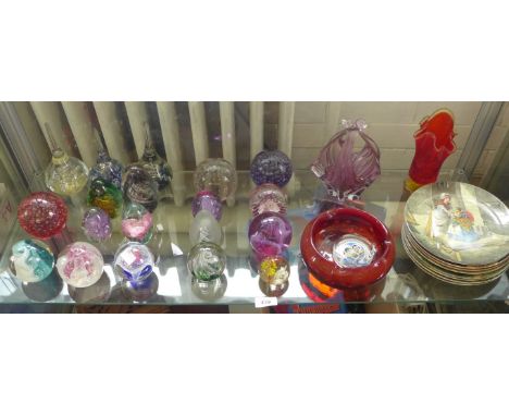 A large collection of modern paperweights, to include Caithness and others, together with Whitefriars type ashtray, further v