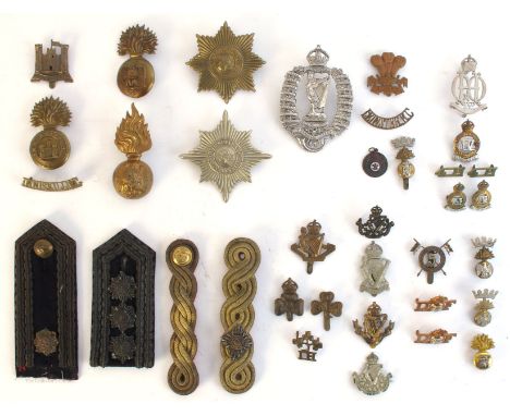 Irish Militaria. A collection of badges and insignia of Irish regiments in the British Army. Includes Royal Irish Fusiliers (