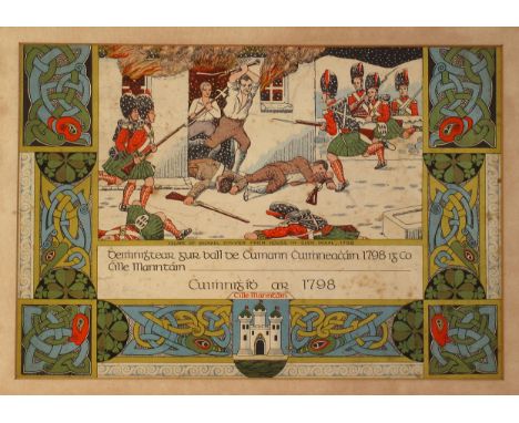 Membership certificate for the 1798 Centenary Committee in Co. Wicklow, designed in the Celtic Revival style with zoomorphic 