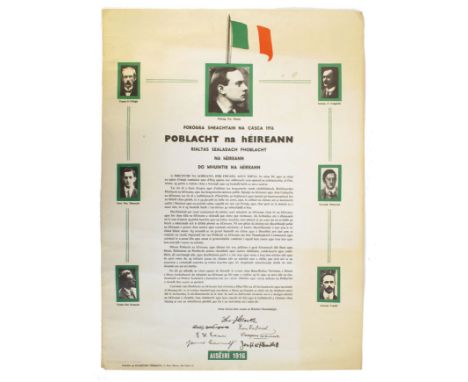 1916-1966 Poblacht na hÉireann, 50th Anniversary commemorative poster. A lithographically printed poster, headed by an Irish 
