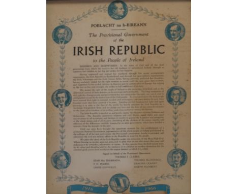 1916-1966 Commemorative Proclamation, the text of the proclamation enclosed by a border in green interspersed with vignettes 