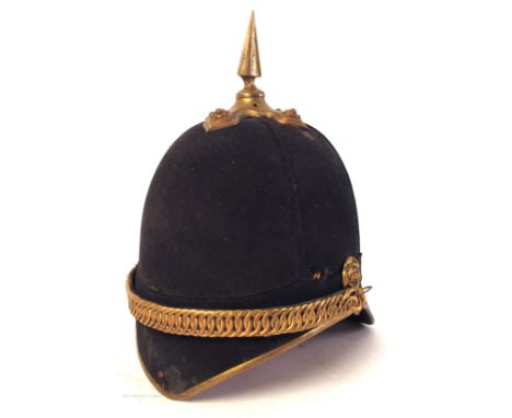 Connaught Rangers blue cloth helmet, a late 19th century home-service helmet by Hawkes &amp; Co. with brass rose, spike and c