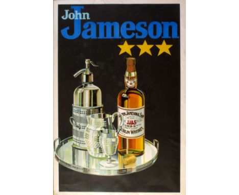 1950s Whiskey advertising poster. John Jameson Whiskey, colour lithograph, 29" x 20" (74 x 51cm) framed. 
