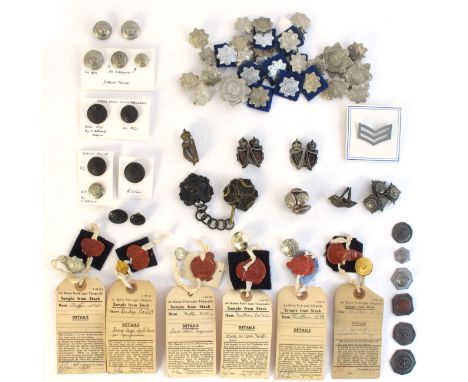 Police buttons and badges. Six sealed pattern buttons and badges, six button dies and a small collection of uniform buttons a