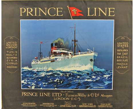 Kenneth Denton Shoesmith RI, British 1890-1939- "Prince Line" (Moorish Prince), printed by Carlton Printers Ltd., London c.19