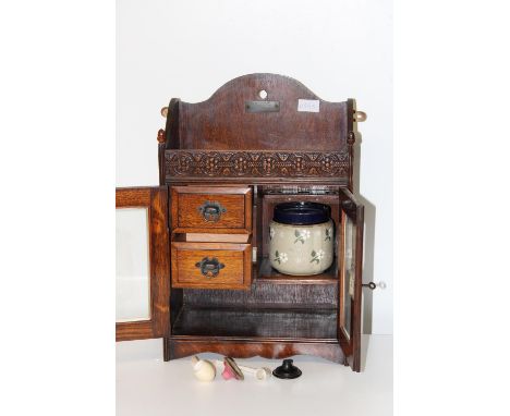 A quality Edwardian smokers cabinet &amp; contents