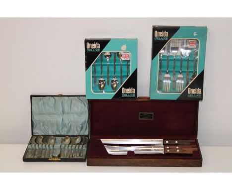 A job lot of vintage boxed cutlery 