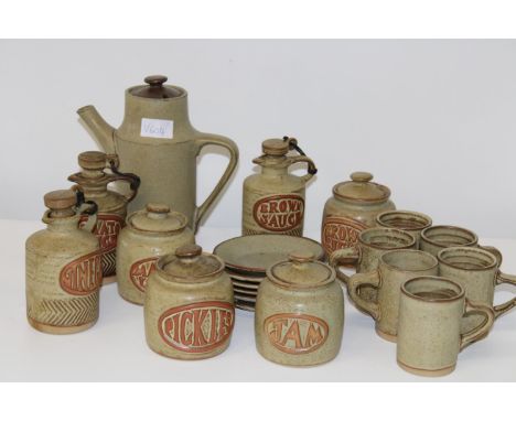 A vintage ceramic coffee set &amp; storage jars 