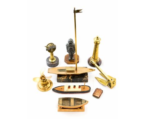 A collection of marine/smoking related memorabilia, to include a desk cigar cutter in the form a ships engine order telegraph