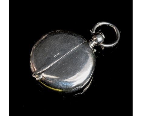 A George V silver sovereign case of flat spherical form, with central hinge, hall-marked for W H Haseler, Birmingham 1913, we