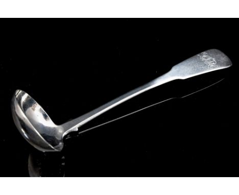 A William IV Scottish provincial silver toddy ladle, fiddle pattern, engraved with script initials, hall-marked to the finial