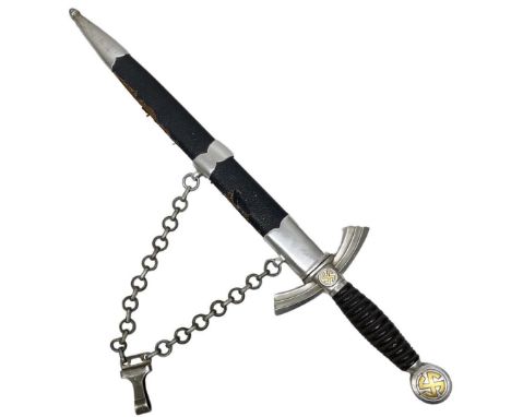 A German Luftwaffe First Pattern Officers Dagger, Tiger-Solingen With Gilt and Silvered Pommel and Cross Guard With Wire Boun