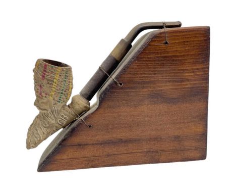 A Mixed Lot Comprising a Carved Bone Combination Paper Knife/Dip Pen ( lacking nib)together with a clay pipe bowl with horn m