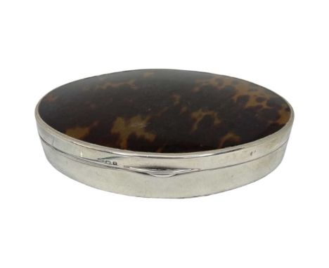 Silver and Tortoise Shell Trinket Box, Birmingham 1924 by Adie Brothers Ltd.14cm Long by 8.5cm wide  One little ding