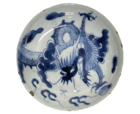 An 18th Century Chinese Kangxi Blue and White Dragon SaucerQty: 1